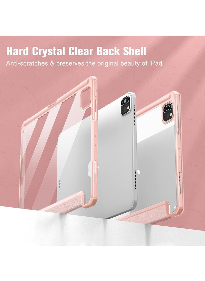Generic Ecosystem Hybrid Case Compatible with iPad Pro 11/10.9 Inch (2022/2021/2020/2018, 4th/3rd/2nd/1st Generation) - Ultra Slim Shockproof Clear Cover w/Pencil Holder, Auto Wake/Sleep (Pink)  - Image 2