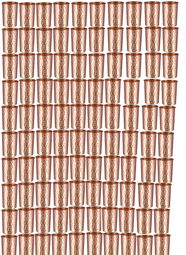 Ukal Ukal Pure Copper Hammered TumblersGlasses Perfect Drinking Experience Pack of 100 Capacity 250ml  - Image 1