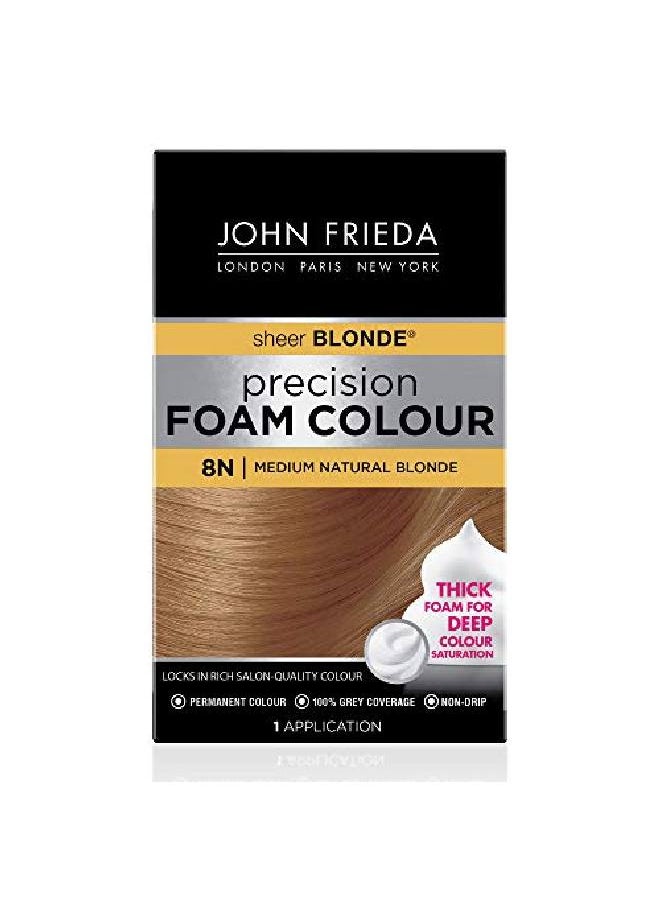 John Frieda - Precision Foam Color Medium Natural Blonde 8N Fullcoverage Hair Color Kit With Thick Foam For Deep Color Saturation - Image 1