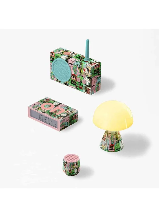 LEXON Gift Set X Jean-Michel Basquiat In Italian (Mino+ Speaker, Mina M LED Lamp, Flip+ Alarm Clock, & Tykho 3 Fm Radio & Speaker)