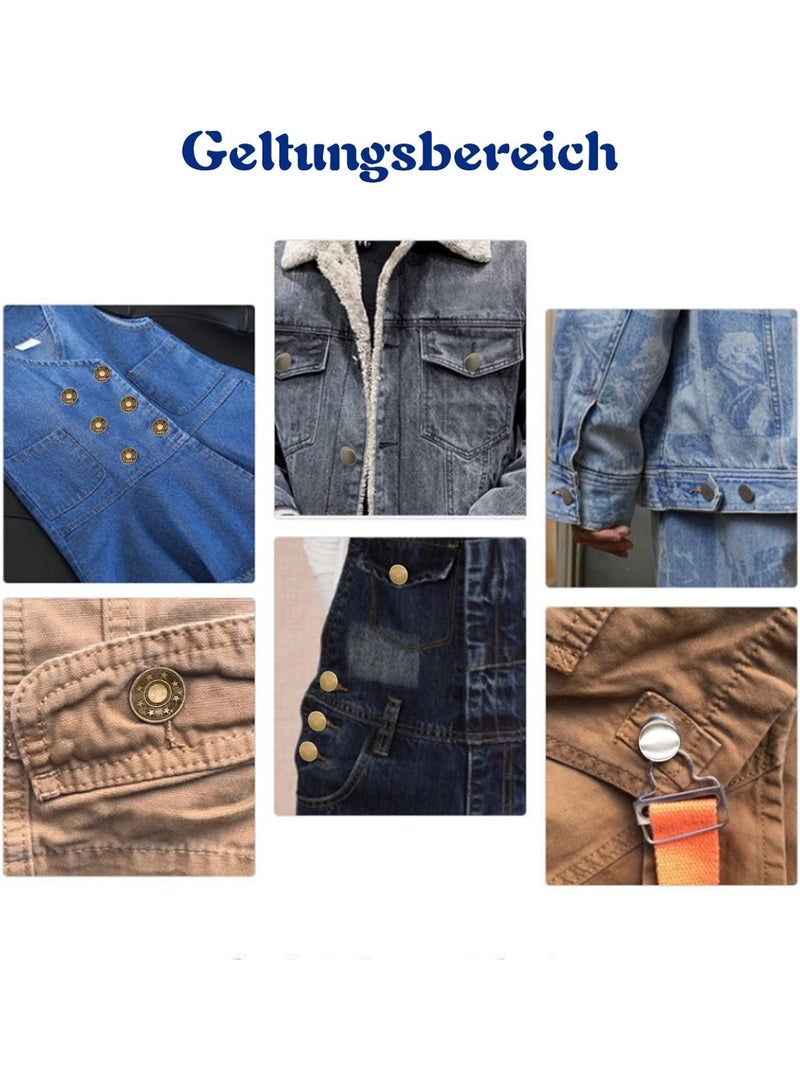 Replacement jeans buttons without metal stitching, removable for jeans, denim clothing, and bags, available in different styles. A pack of 20 buttons that can be attached with press studs and fasteners, comes with a storage box, for repairing jeans, pants, and other handicrafts. - Image 5