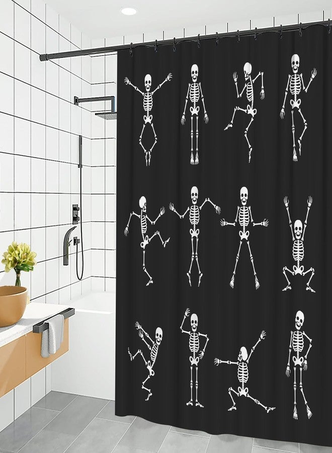 JOOCAR Skeleton Skull Shower Curtain Funny Dance Halloween Dancing Cartoon Fun Joints Party Vintage Shower Curtain Sets with 12 Hooks, Eco-Friendly, No Odor Rust Proof Grommets, Black - Image 3