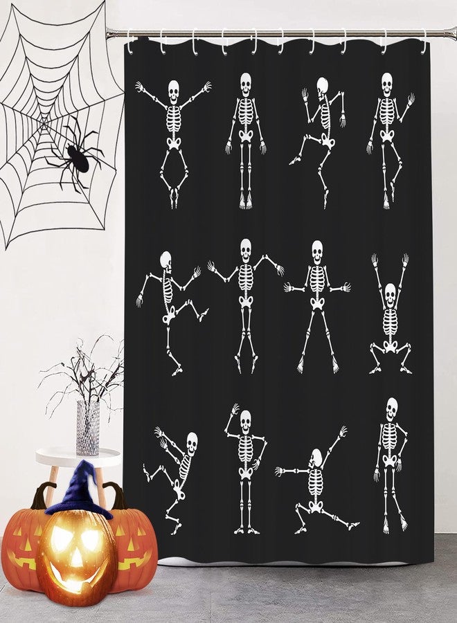 JOOCAR Skeleton Skull Shower Curtain Funny Dance Halloween Dancing Cartoon Fun Joints Party Vintage Shower Curtain Sets with 12 Hooks, Eco-Friendly, No Odor Rust Proof Grommets, Black - Image 5