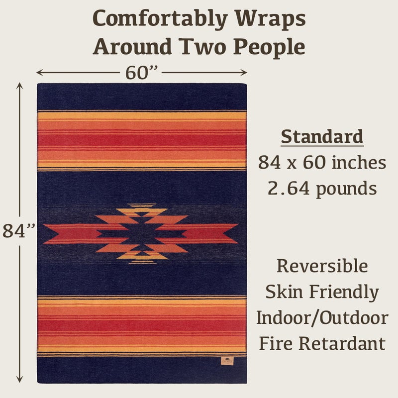 Chubbuck Authentic Chubbuck 100% Wool Blanket Camping (60" x 84") - Large Warm Blankets for Camping, Emergency, Outdoor Concerts and Home Use - Reversible, Fire Retardant Blanket, Soft Warm Blankets for Winter (Sunset) - Image 2