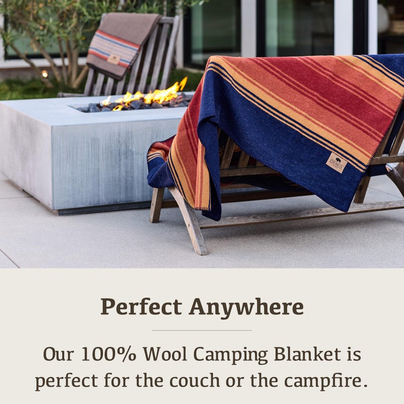 Chubbuck Authentic Chubbuck 100% Wool Blanket Camping (60" x 84") - Large Warm Blankets for Camping, Emergency, Outdoor Concerts and Home Use - Reversible, Fire Retardant Blanket, Soft Warm Blankets for Winter (Sunset) - Image 3