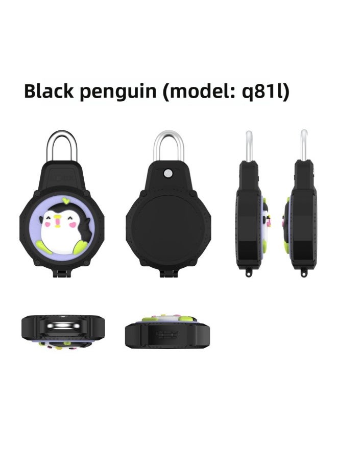 Generic - For Apple For Apple Airtag Anti-lost Device Wire Security Lock PC Waterproof Protective Case Cute Cartoon Shell-Color:Black Penguin (Q81L) - Image 1