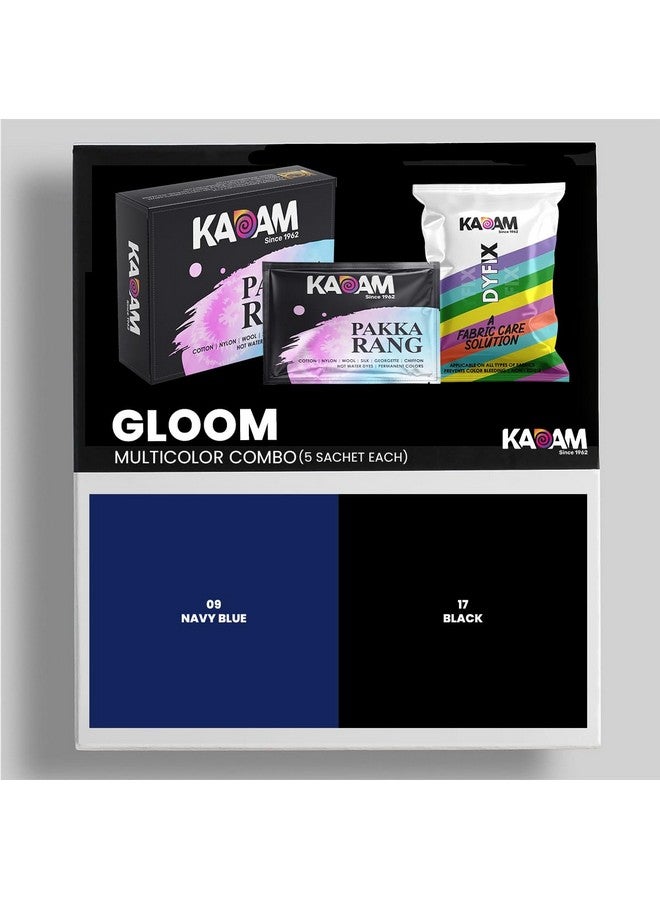 KADAM (LABEL) صبغة قماش كادام باكا رانغ للملابس دائمة، مجموعة متعددة الألوان (C4: كئيب - أسود (5 أكياس)، أزرق داكن (5 أكياس))، مسحوق صبغة قماش، صبغة قماش للملابس، مثبت لون دايفيكس - Image 1