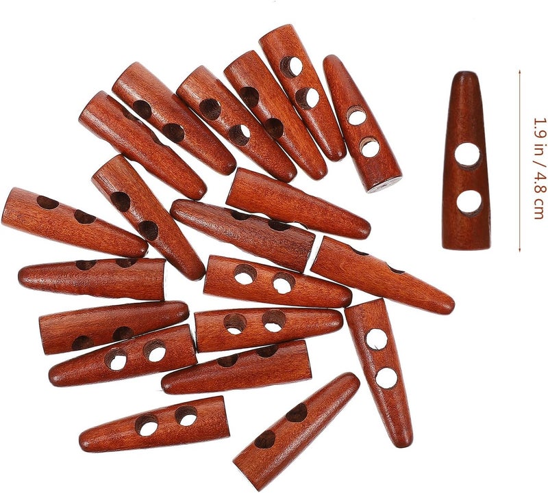 20pcs Horn Toggle Buttons for Coat Sewing DIY Craft, 5cm Red Coffee Decorative Sweater Replacement Buttons for Garments - Image 2