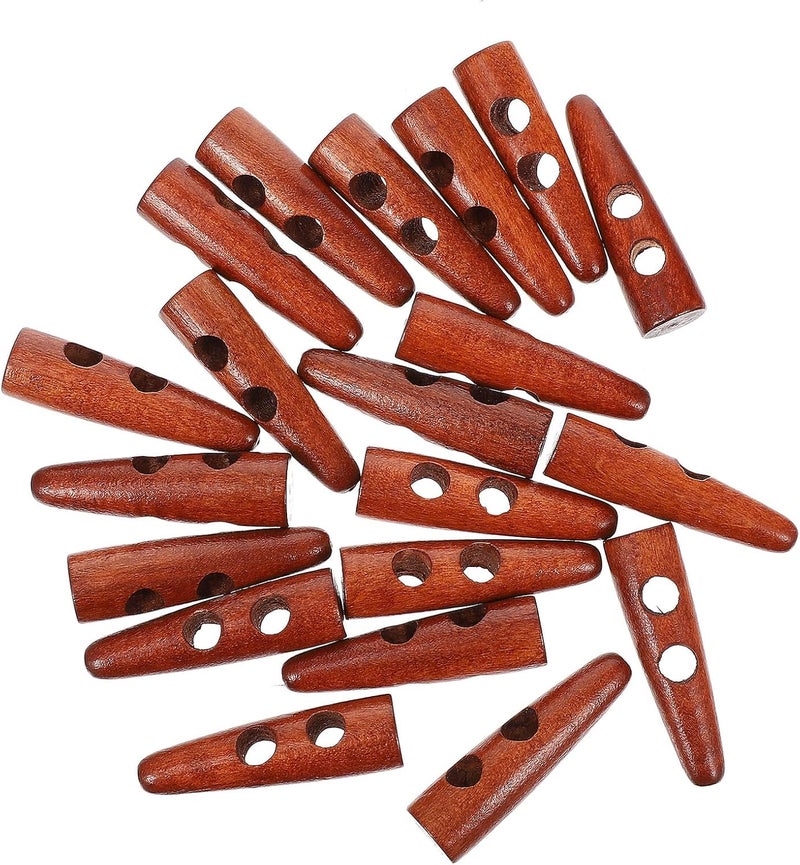 20pcs Horn Toggle Buttons for Coat Sewing DIY Craft, 5cm Red Coffee Decorative Sweater Replacement Buttons for Garments - Image 1