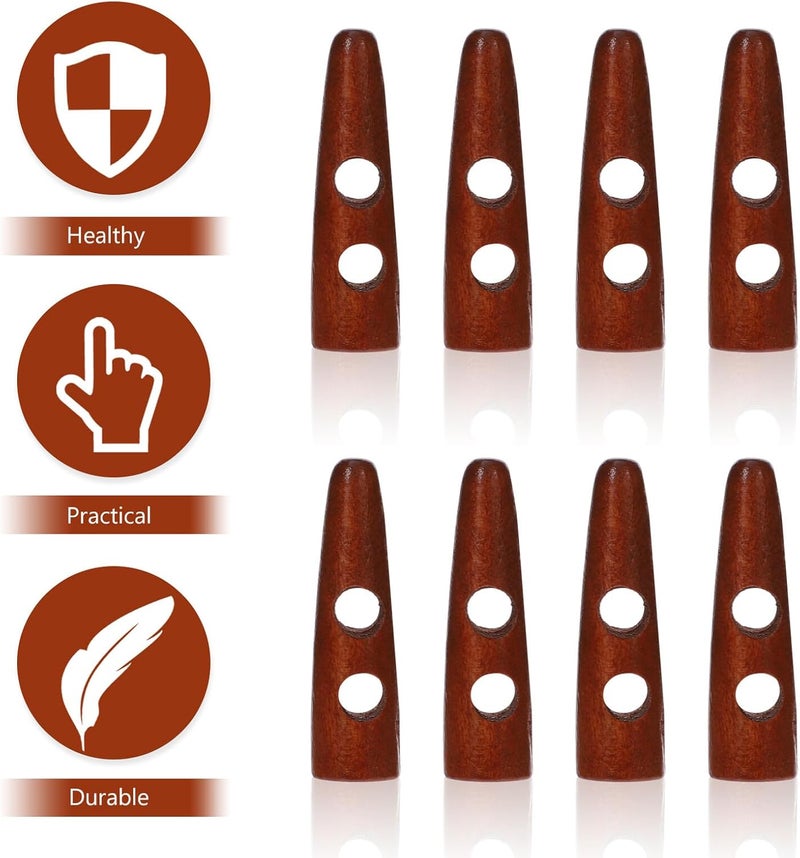 20pcs Horn Toggle Buttons for Coat Sewing DIY Craft, 5cm Red Coffee Decorative Sweater Replacement Buttons for Garments - Image 3
