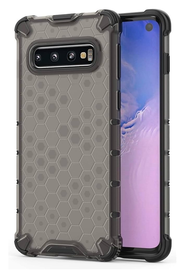 Case Cover Honeycomb Case Shockproof Camera Protection Cover Compatible with  Sansung galaxy S10 Plus (  Black & Grey)