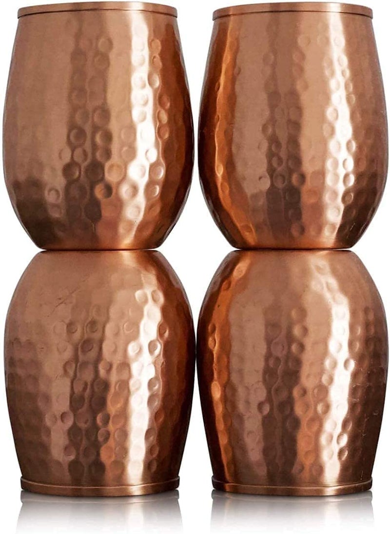 BOLD & DIVINE Pure Copper Cups | Set of 4-17 Oz each | Stemless Tumblers & Wine Glasses | Hammered Copper Cups for Wine, Water & Moscow Mule - Image 3