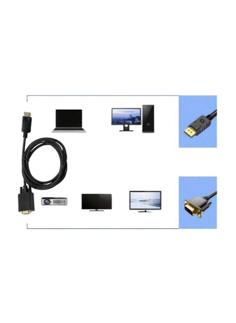 Generic VGA to Display Port DP  Cable Adapter, DP to VGA Connector, 1.8 M, Compatible with PC, Laptop Monitor, TV, Projector  - Image 3