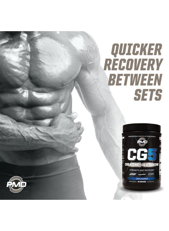 PMD Sports CG5 Premium Creatine & L Glutamine Powder, Power Recovery, Build Lean Muscle, Increase Workout Performance, Maximum Strength Pre Workout & Post Workout, Unflavored, 60 Servings  - Image 4