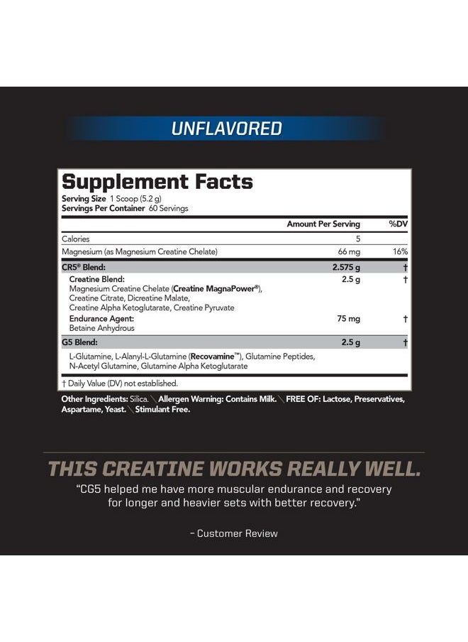 PMD Sports CG5 Premium Creatine & L Glutamine Powder, Power Recovery, Build Lean Muscle, Increase Workout Performance, Maximum Strength Pre Workout & Post Workout, Unflavored, 60 Servings  - Image 2