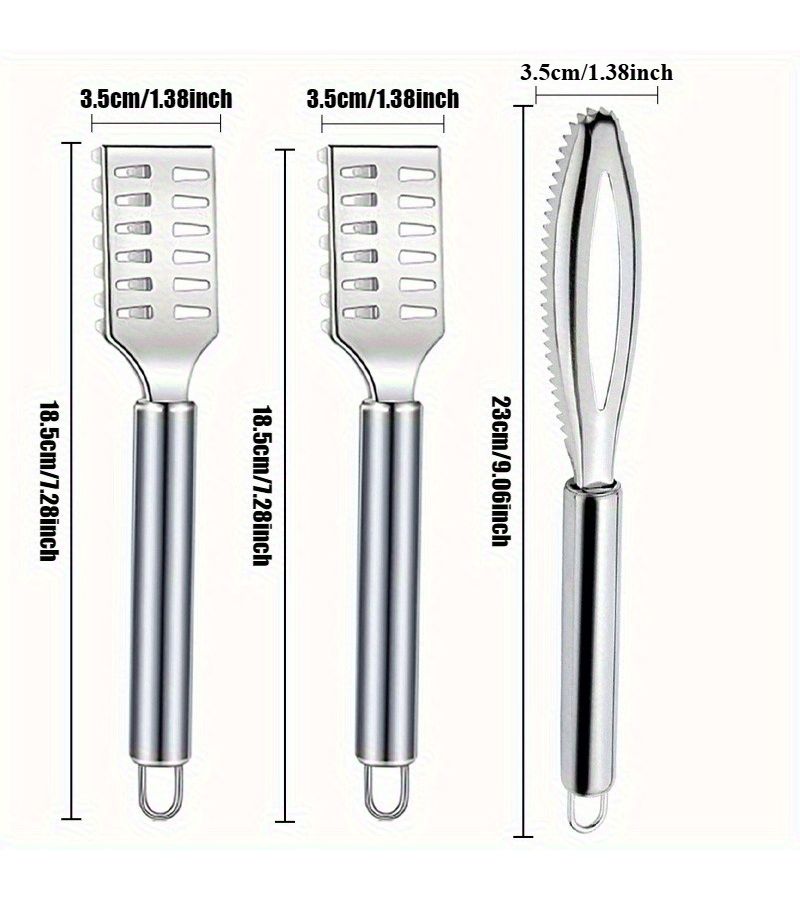 3Pcs Fish Scale Remover Stainless Steel Brush Multifunctional Tool Efficient Removal - Image 3