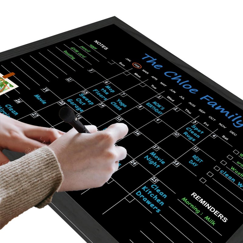 TORASO Chalkboard Calendar,13" Ã— 17" Small Size Calendar Magnetic Chalk Board, Monthly and Weekly Chalkboard, Family Planner(Family-HB-3343) - Image 2
