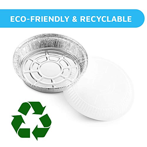 MontoPack 7” Round 40 Pack Aluminum Foil Pans with Clear Lids | Disposable Containers with Straight Walls for Storing, Baking, Meal Prep & Reheating | Freezer & Oven Safe, Recyclable - Image 2