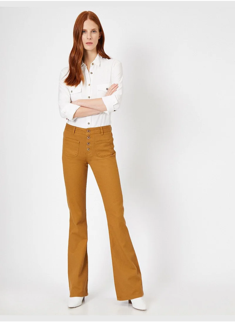 كوتون Button Detailed Trousers