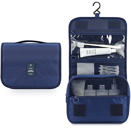Mossio Hanging Toiletry Bag - Large Cosmetic Makeup Travel Organizer for Men & Women with Sturdy Hook (Dark Blue) - Image 2