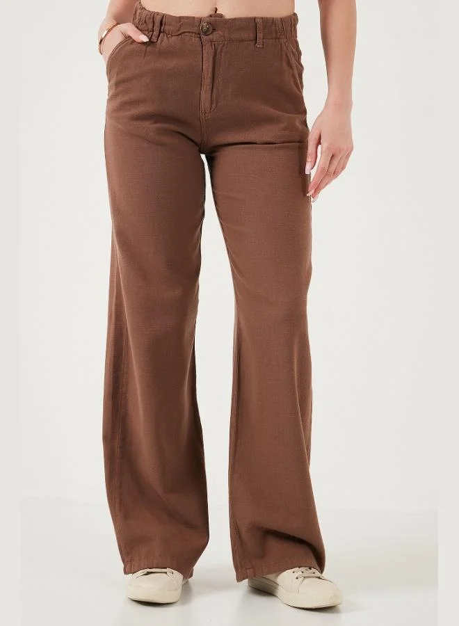 Lela Lela Cotton Standard Fit High Waist Wide Leg Pants Women's TROUSERS 668YP5193