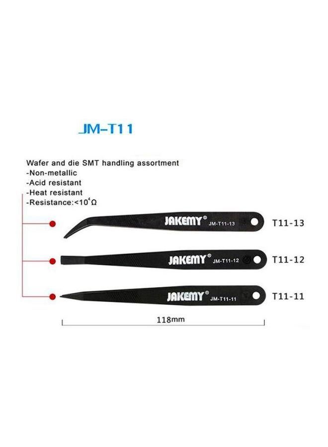 JAKEMY 3-Piece Repairing Tweezers Set Black - Image 5
