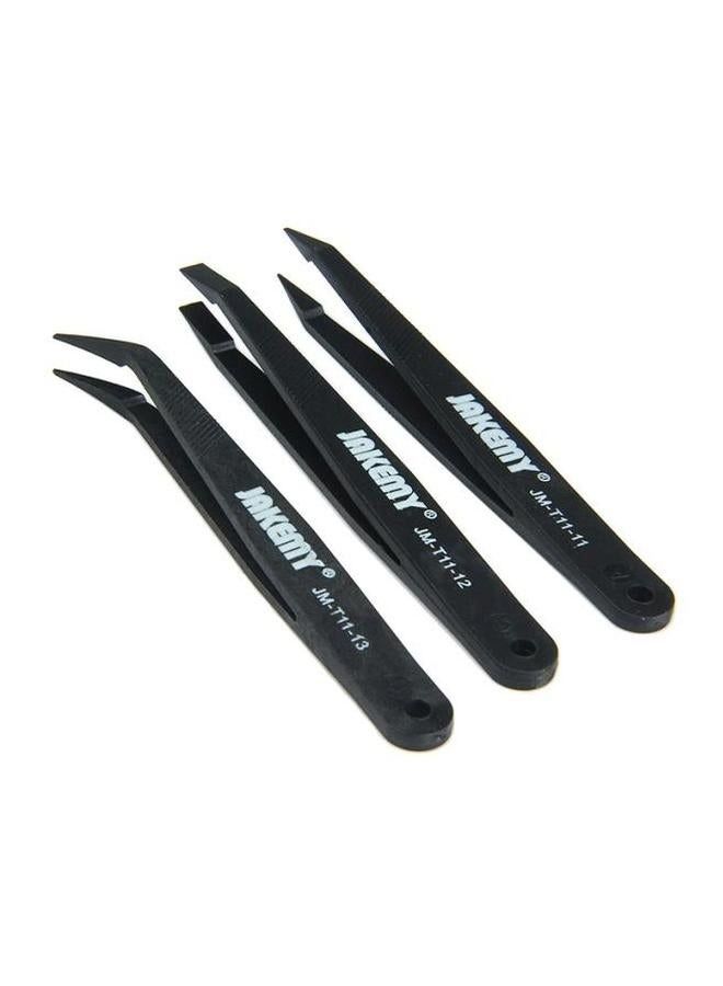 JAKEMY 3-Piece Repairing Tweezers Set Black - Image 2