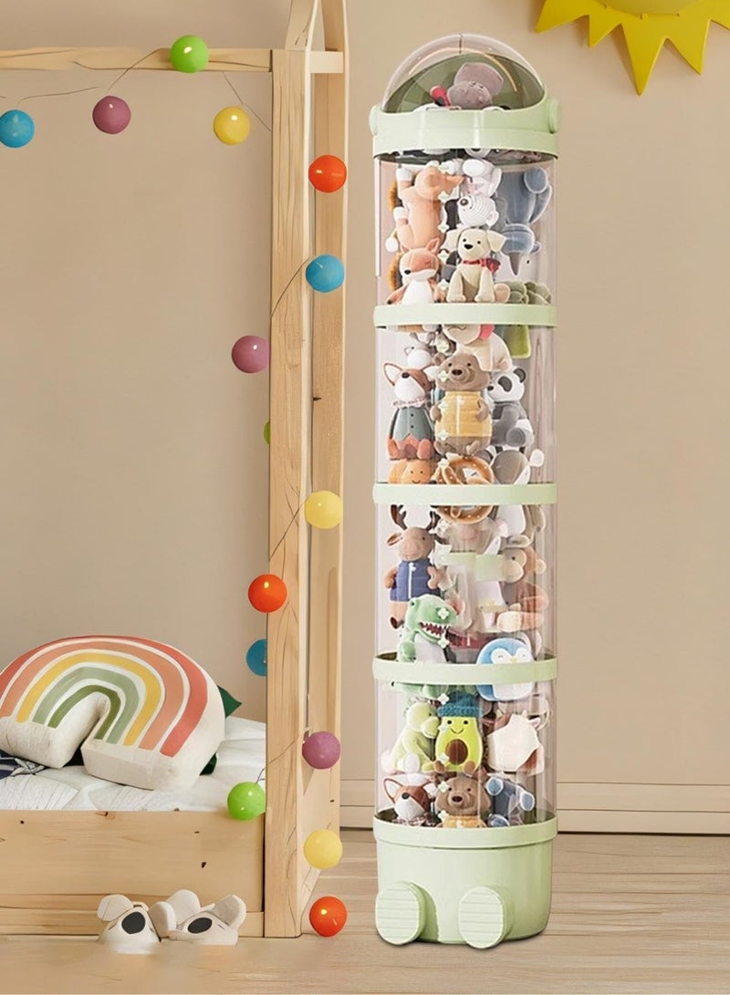 XiuWoo Vertical Toy Storage Tube, PET Transparent Stuffed Animal Zoo Organizer, Stuffed Animal Storage Tube with Zipper, Pet Transparent Bucket with Zipper for Kids Toy, Green,162cm  - Image 2