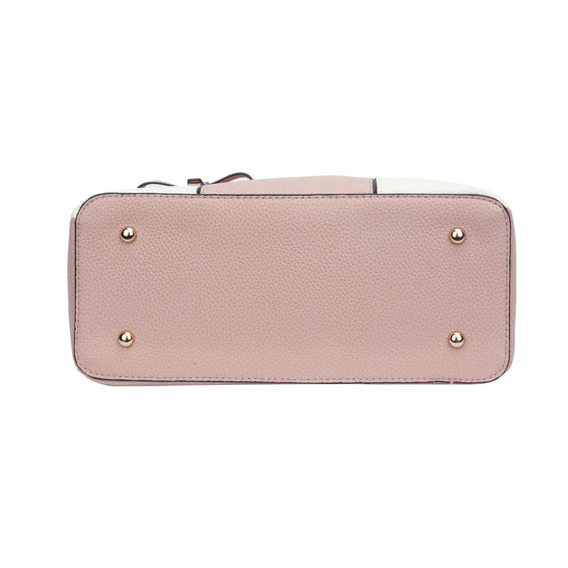 KKXIU 3 Zippered Compartments Purses and Handbags for Women Top Handle Satchel Shoulder Ladies Bags (A-Pink White) - Image 5