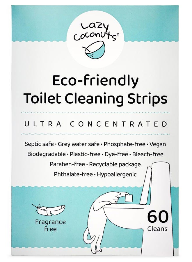 Lazy Coconuts Toilet Bowl Cleaner Strips - 60 Cleans, Plastic-free, With Lemon Essential Oil - Image 1