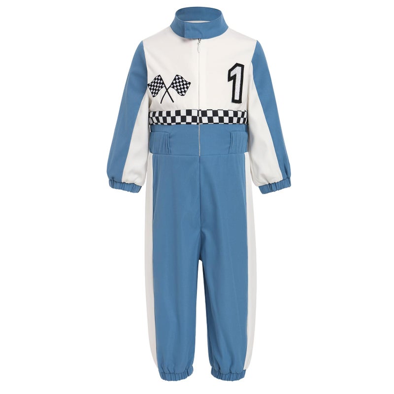 OBEEII Baby Boy 1st Birthday Outfit Race Car Driver Jumpsuit Romper One Two Birthday Cake Smash Photoshoot Outfit Blue white 1 912 Months