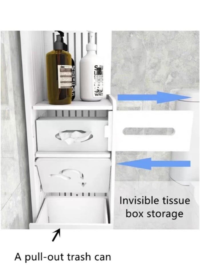 Kutis 1-Piece Bathroom Multifunction Storage Cabinet Shower Shampoo Shelf Soap Organizer Storage Rack White 20x20x120 Centimeter  - Image 4