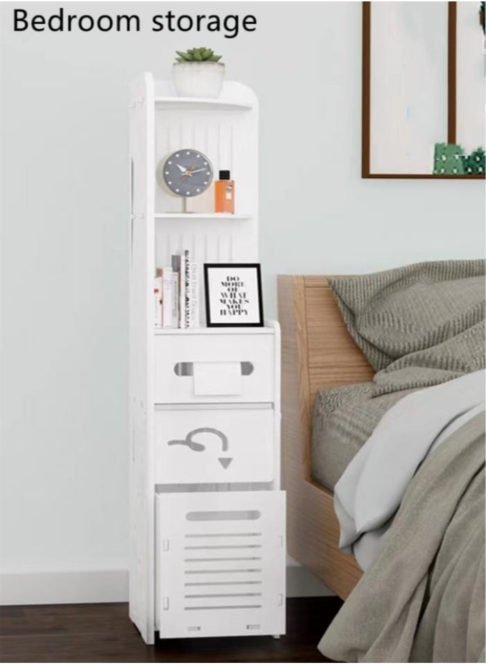 Kutis 1-Piece Bathroom Multifunction Storage Cabinet Shower Shampoo Shelf Soap Organizer Storage Rack White 20x20x120 Centimeter  - Image 3