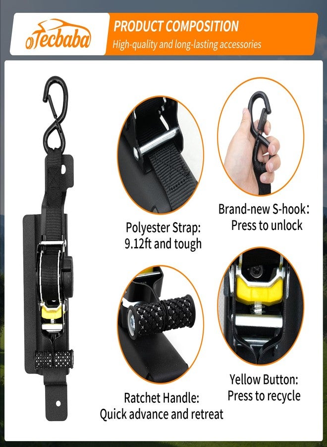 Tecbaba Retractable Ratchet Strap Compatible with 2020-2025 Jeep Gladiator 2PCS Retracting Straps Auto Retract Securing Strap Tie Down System for 2024 Gladiator Accessories - Image 3