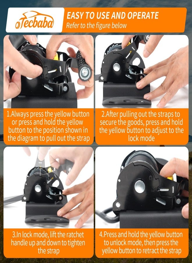 Tecbaba Retractable Ratchet Strap Compatible with 2020-2025 Jeep Gladiator 2PCS Retracting Straps Auto Retract Securing Strap Tie Down System for 2024 Gladiator Accessories - Image 5