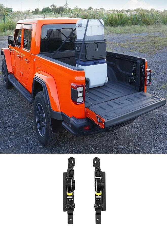 Tecbaba Retractable Ratchet Strap Compatible with 2020-2025 Jeep Gladiator 2PCS Retracting Straps Auto Retract Securing Strap Tie Down System for 2024 Gladiator Accessories - Image 1
