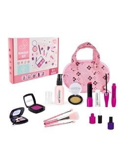Generic Children's Play Accessories Simulation Cosmetics Can Not Be Smeared Girls Dress Up Toys Gift Box Suit-Color:St105-2 Rose Red Leather Bag 21-piece Set + Hot Stamping Gift Box  - Image 4