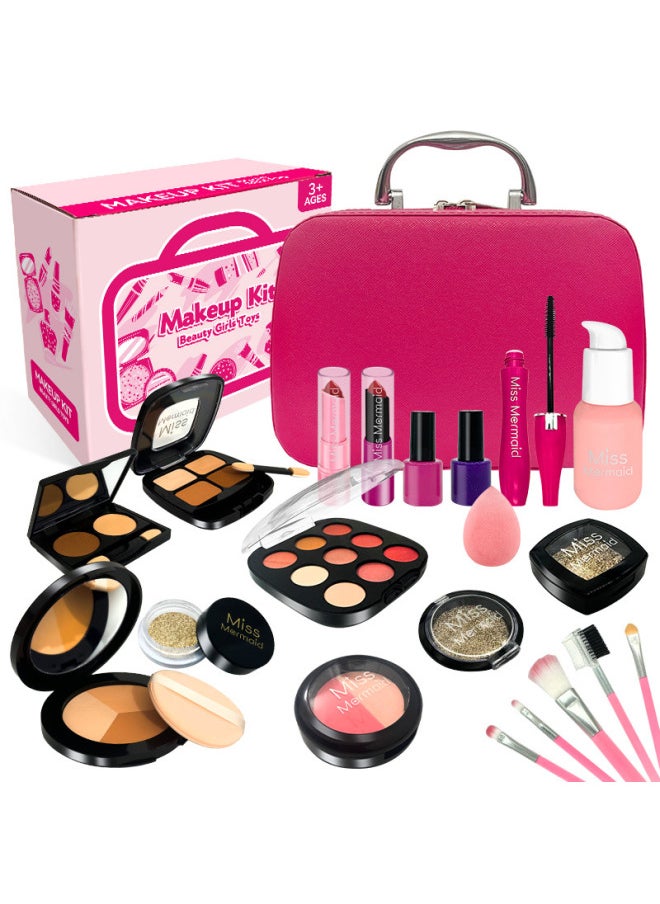 Generic - Children's Play Accessories Simulation Cosmetics Can Not Be Smeared Girls Dress Up Toys Gift Box Suit-Color:St105-2 Rose Red Leather Bag 21-piece Set + Hot Stamping Gift Box - Image 1