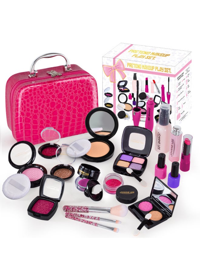 Generic - Children's Play Accessories Simulation Cosmetics Can Not Be Smeared Girls Dress Up Toys Gift Box Suit-Color:St105-2 Rose Red Leather Bag 21-piece Set + Hot Stamping Gift Box - Image 1