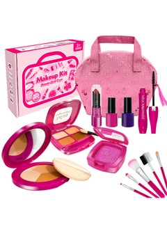 Generic Children's Play Accessories Simulation Cosmetics Can Not Be Smeared Girls Dress Up Toys Gift Box Suit-Color:St105-2 Rose Red Leather Bag 21-piece Set + Hot Stamping Gift Box  - Image 2