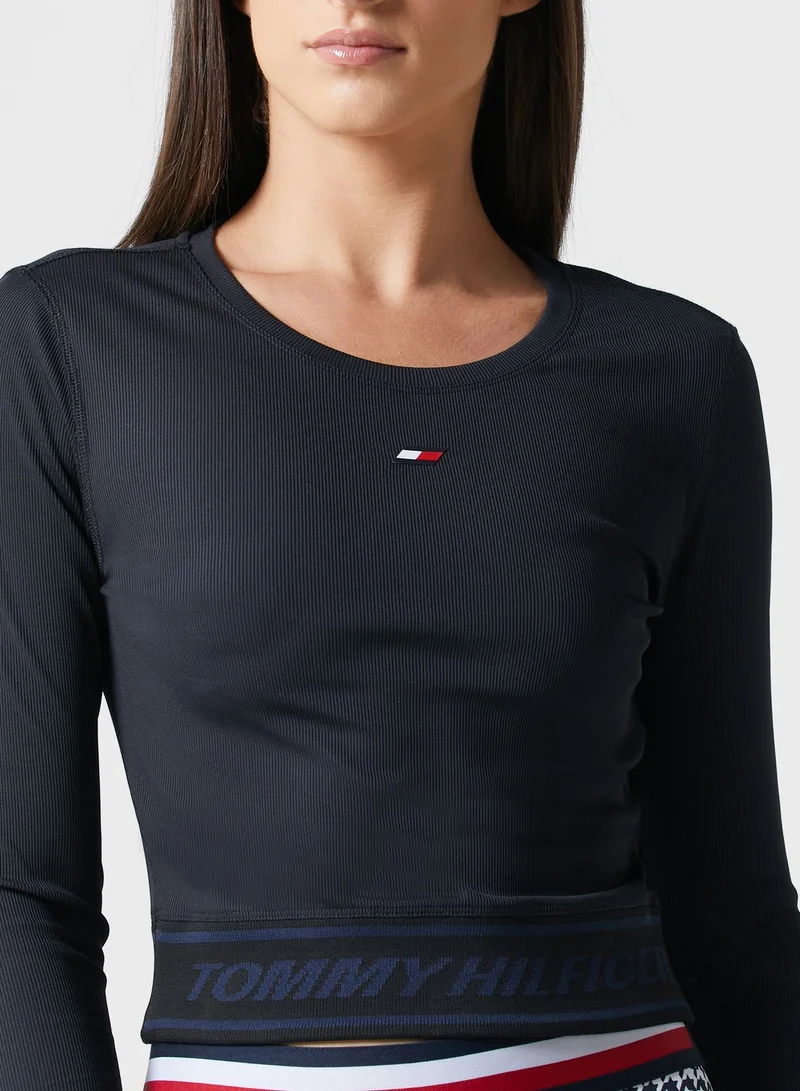 TOMMY HILFIGER Ribbed Cropped Slim T-Shirt