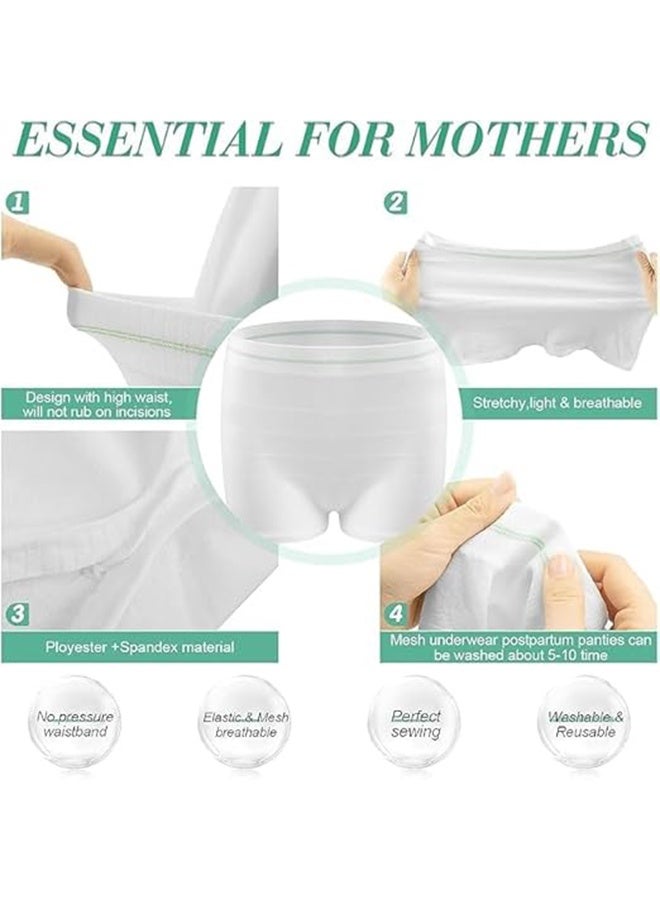 JS 5 Pcs Disposable Maternity Postpartum Panties, High Waist Breathable Mesh Panties C Section, Maternity Underwear Postpartum Hospital Recovery Maternity Briefs for Women - Image 5
