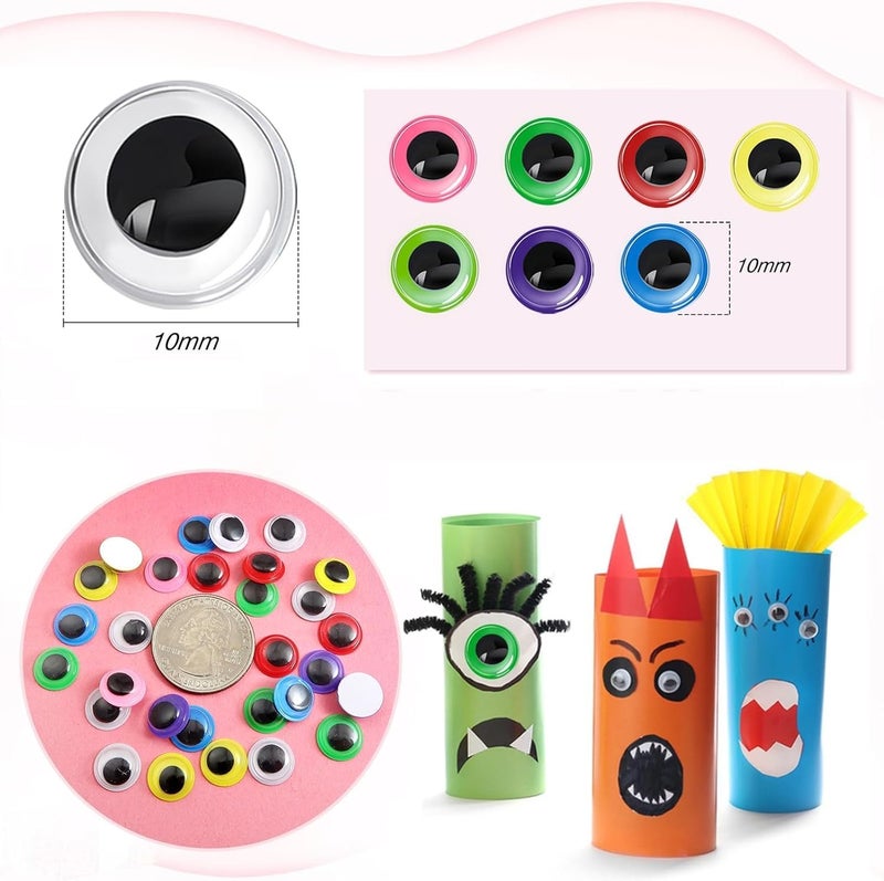 Prescent 350pc Colorful Craft Googly Eyes Set, 10mm Plastic Wiggle Eyes, for DIY Projects, Art Supplies and Creative Activities (350pc, Multicolor) - Image 3