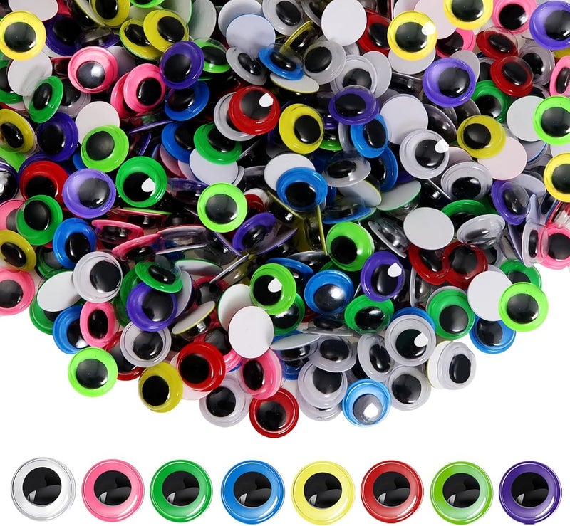 Prescent 350pc Colorful Craft Googly Eyes Set, 10mm Plastic Wiggle Eyes, for DIY Projects, Art Supplies and Creative Activities (350pc, Multicolor) - Image 1