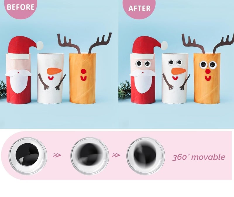 Prescent 350pc Colorful Craft Googly Eyes Set, 10mm Plastic Wiggle Eyes, for DIY Projects, Art Supplies and Creative Activities (350pc, Multicolor) - Image 4