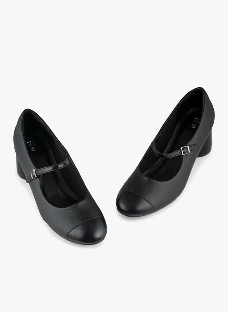 Vincci Black Women Round-toe Mid Heel Pumps for Women | Best Price UAE