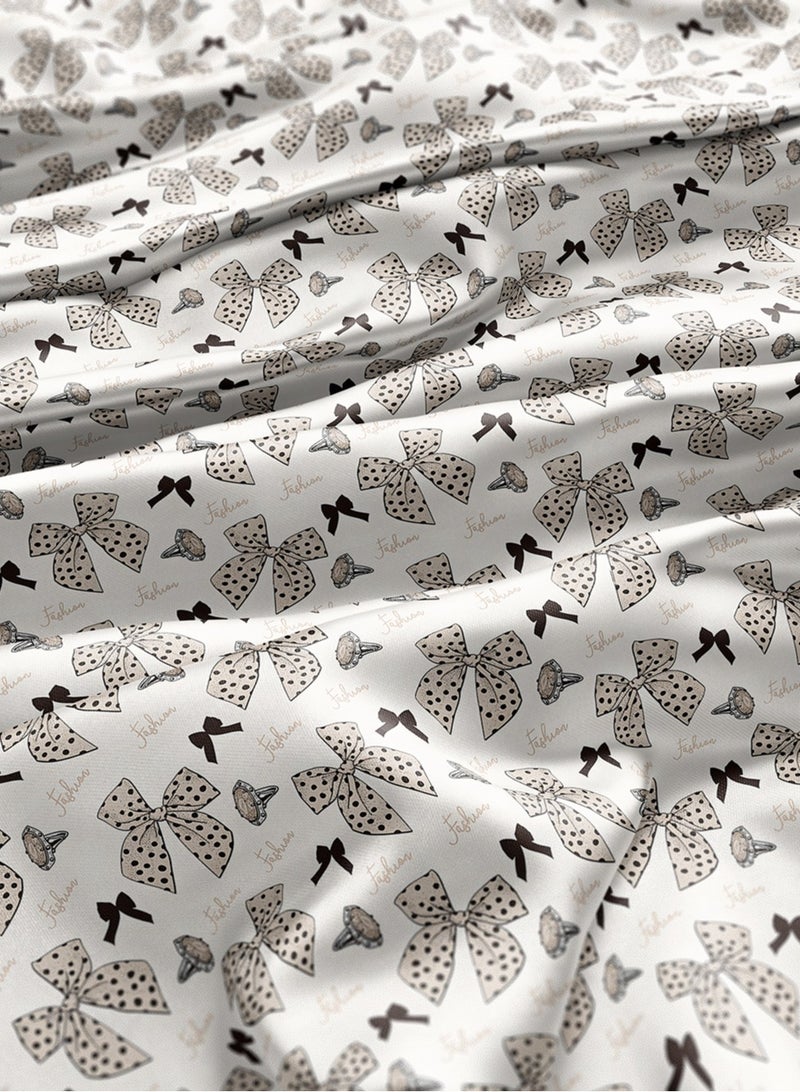 Vellato Al Lail Aramny Silk Fabric By The Yard Beige Black Bows Rings Jalabiya Makhweer Dressmaking 58 Inches Width - Image 3