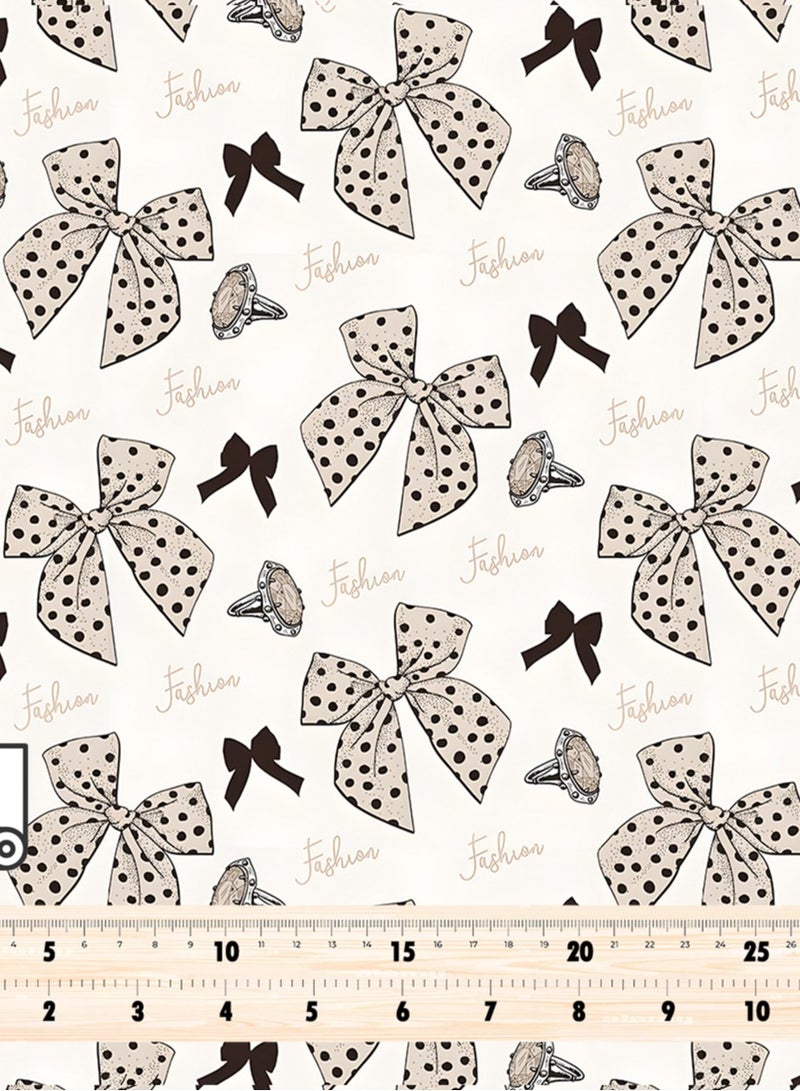 Vellato Al Lail Aramny Silk Fabric By The Yard Beige Black Bows Rings Jalabiya Makhweer Dressmaking 58 Inches Width - Image 4