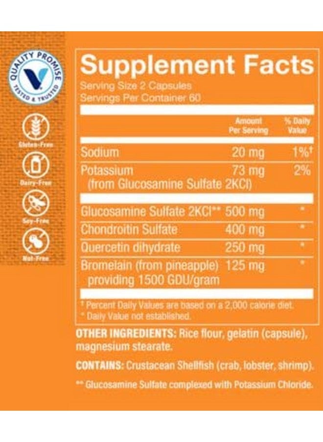 The Vitamin Shoppe - Glucoasmine & Chondroitin With Quercetin & Bromelain Supports Joint Health & Mobility (120 Capsules) - Image 1
