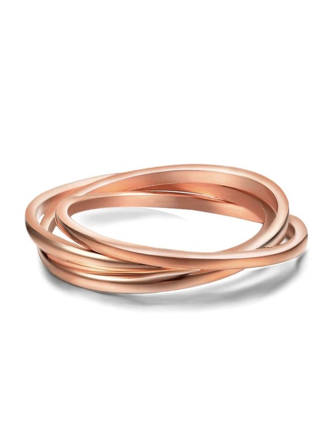 VQYSKO Triple Interlocked Rolling Ring for Women-Stainless Steel Stacking Cross Rings in Silver/Gold/Rose gold Minimalist Promise Ring for Love/Engagement/Wedding, Size 4-12 (Rose Gold, 8) - Image 3